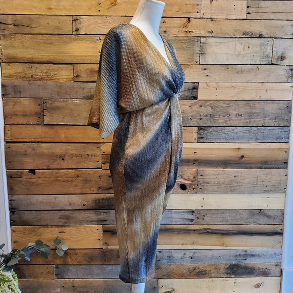Luch Metallic Twist Knot Midi Dress - Picture 3 of 5